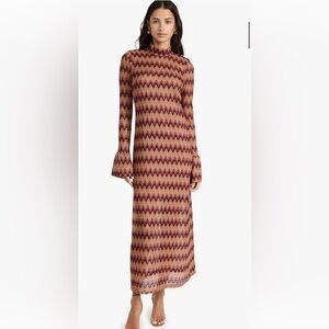 Orange Mock Neck Bishop Sleeve Sweater Dress